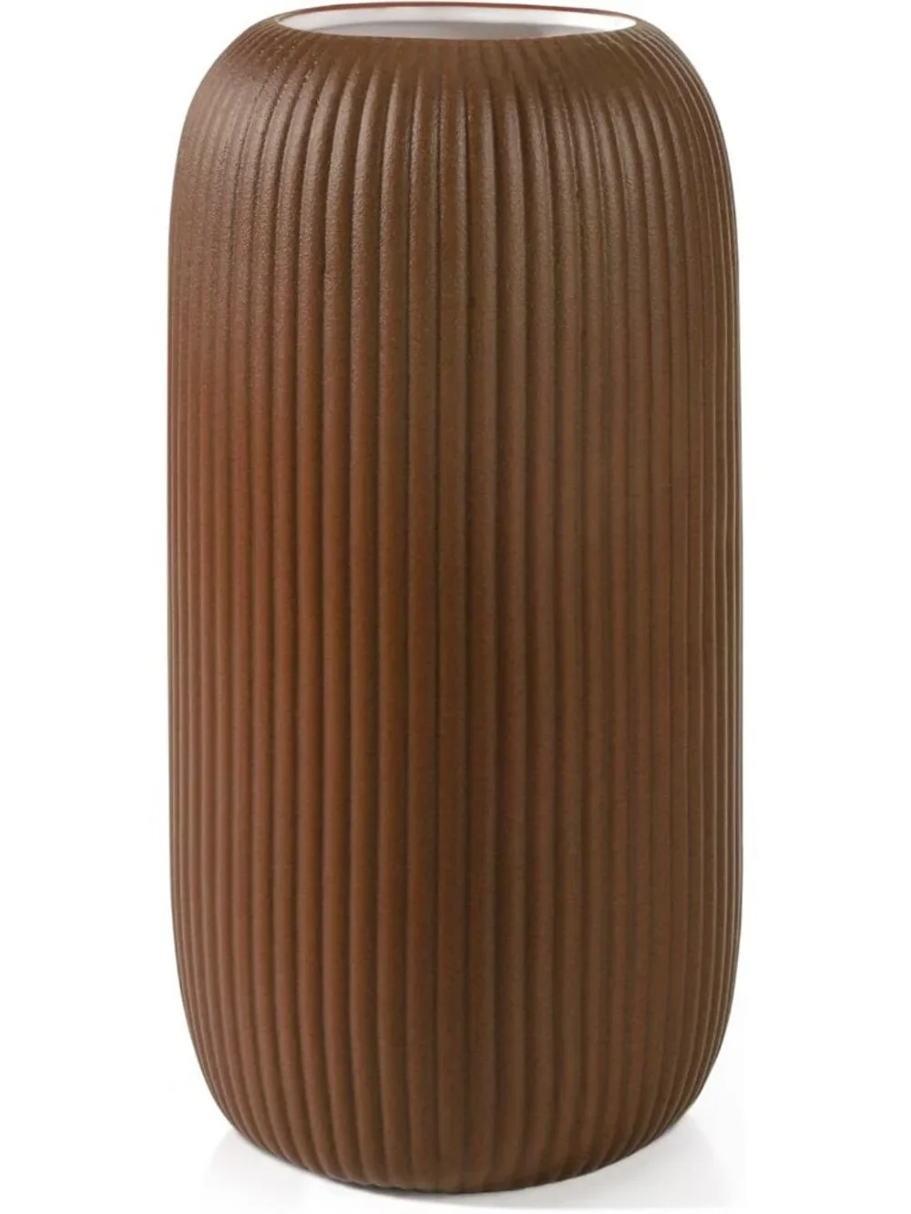 Modern Small Caramel Ceramic Vase Flowers Ribbed Textured Farmhouse Home Livings